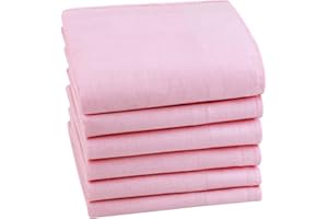 HOULIFE Mens Handkerchiefs - Ladies Handkerchief, Solid Colour Hankerchiefs, 100% 60S Cotton Soft Hankies for Dad Grandad Women Wedding, 40x40cm/16x16’’, 6/12 Pieces
