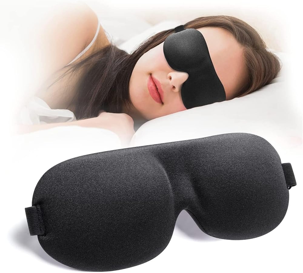 Joyzzz Göz Maskesi, 3D Konturlu Kupa Uyku Göz Bağı, Işık Engelleme Göz Kapağı Yumuşak Gece Maskesi Unisex Uyku Seyahat Şekerleme Yoga için Göz Maskeleri için Ayarlanabilir Kayış ile (Siyah)