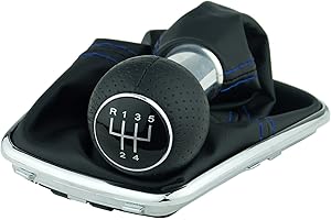 L & P CAR DESIGN L&P Car Design GmbH L&P A251-10 Schaltsack Schaltmanschette in Schwarz mit Blauer Naht Blau + Schaltknauf + Rahmen Chrom mit 5 Gang mit 23mm Knauf als Plug Play Ersatzteil für 1J0711113