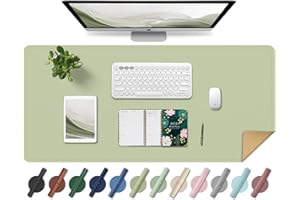 BLESWIN Leather Desk Pad, Office Desk Mat, Non-Slip Large Mouse Pad, Waterproof Desk Protector Mat, Computer and Laptop Mat for Desk, Desk Desktop Mat for Writing, Desk Blotter Pads Decor (Matcha, 90x43CM)