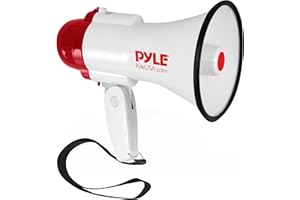Haut-parleur mégaphone Pyle PA Bullhorn - avec sirène intégrée Enregistreur vocal de 30 watts et portée de 800 verges - Idéal pour le football, le baseball, le basketball, les fans
