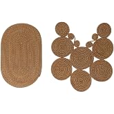 Handcrafted Jute Wicker Bathroom Mat Set 2&rsquo;li Slip Resistant Child and Pet Friendly Timeless Decorative Rug Set Ba
