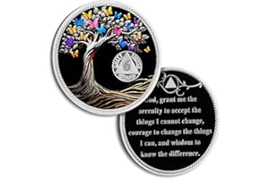 ATSKNSK 6 Months Sobriety Coin Butterfly Tree of Life AA Chips and Medallions,Sobriety Recovery Chip Sober Token Sobriety Gifts for Men Women Celebrating Alcoholics Anonymous Recovery