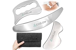Cozlow Zestaw narzędzi do skrobania mięśni 3 w 1, narzędzia do masażu skóry do terapii IASTM, gua sha głębokich tkanek do mobilizacji tkanek miękkich, powięzi i uwalniania mięśniowo-powięziowego
