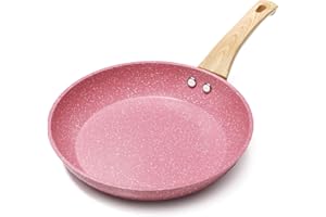 Innerwell Padella Antiaderente 20 cm, Padelle Induzione, Rivestimento Antiaderente Granito Professionale, Padella Omelette Ceramica, Senza PFOA, Atossica, Lavabile Forno, Lavastoviglie, Rosa