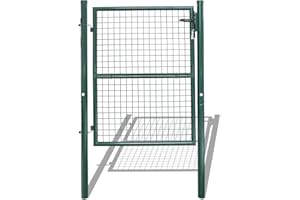 Jopassy Portail de jardin - 125 x 100 cm - Vert - Avec serrure, poignée de porte et 3 clés - Robuste et durable