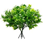 pangutheos 10 Pieces Artificial Plants Decorative, 35 cm, Reusable | Green Leaves Realistic Artificial Plant, Green Shrubs, L