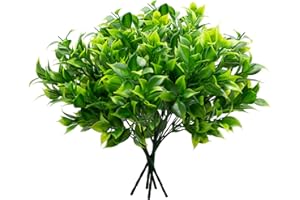 pangutheos 10 Pezzi Piante Finte da Interno, Foglie Verdi Pianta Artificiale 35 cm, Riutilizzabili Verde Artificiale per Decorazioni, Rami e Foglie Rigogliosi per Casa Giardino Ufficio