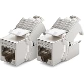 deleyCON 2x CAT 8 Keystone Module Jack Connection Cable Network Cable Optimal for CAT8 CAT7 CAT7a Installation Cable Connecto