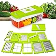 Tekcool 12 in 1 Multipurpose Chopper, Fruits & Vegetable Cutters, Grater Peeler Chipser, Unbreakable Food Grade Body, Easy Push to Clean Button Slicer Dicer, Chopper for Kitchen (Green, Plastic)