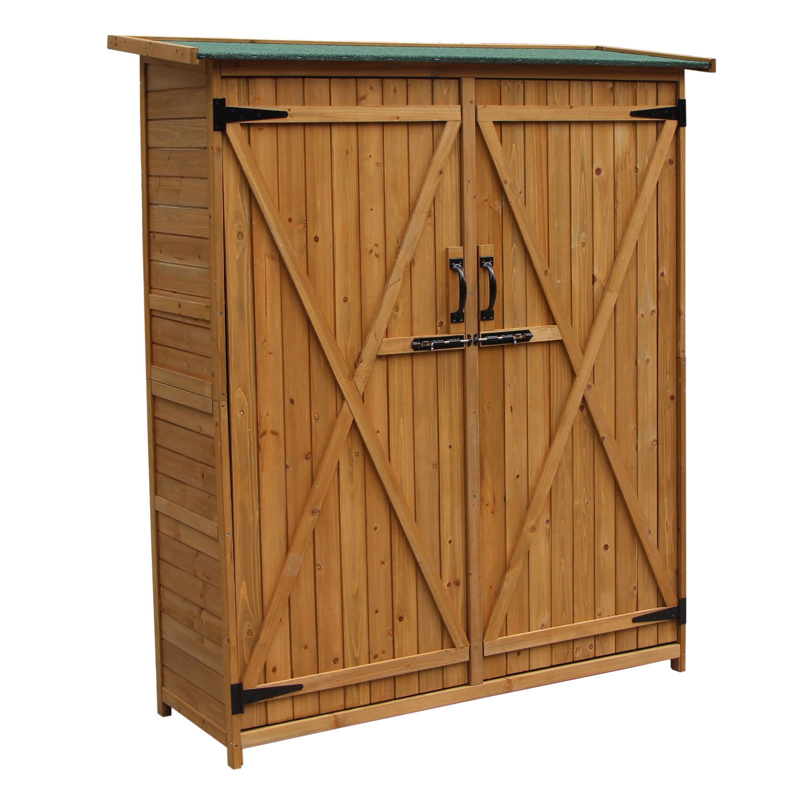 WilTec Armoire de Jardin 2 Portes 1350x500x1540 mm Bois d’épicéa Toit