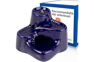 Miaustore Mini Fontanella per Gatti Ceramica con Sensore di Movimento - Silenziosa, Fontana Gatto Senza Plastica, Non ha Bisogno di Filtri - Distributore Acqua Automatica per Gatti - Blu
