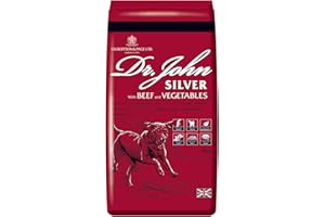 Dr John Silver Dry Dog Food 15kg - Beef with Vegetables - Complete Dog Biscuits 15kg - Senior and Adult Dog Food for Light Activity, Maintenance and Resting Dogs