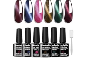 Allenbelle Cat Eye Gel Set UV Nagellack Magnet Set 6 Farben Mit Geschenkbox,Gel Nagellack Geschenkset,Shellac Set Uv Gel Nail Art,Soak Off UV LED Gel Nagellack