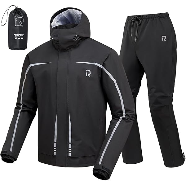 SPEEDRUN Regenjas Heren Regenpak Motor Regenkleding Waterdicht Ademend Regenjas Regenpak Fiets Reflecterend voor Heren Regenjas Regenbroek Set Lichtgewicht (Zwart XL