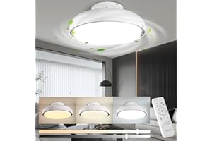 ‎CELAVY CELAVY Deckenventilator mit Licht Beleuchtung 51CM, 80W Deckenlampe mit Ventilator Dimmbar, Flach Modern Deckenleuchte mit Fernbedienung, LED Leise Ventilator Lampe Decke Schlafzimmer, Weiß & Schwarz