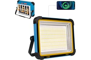 JINABLOSSY Foco LED Recargable 100W LED Foco de Trabajo Portátil con energía solar y Bateria USB Recargable 10000mAh Base Magnética 5 modos de iluminación - Ideal para Camping, Pesca, Emergencias, Garaje, Taller