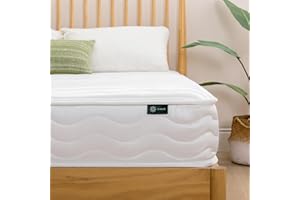 Zinus Double Mattress with Bonnell Spring 4ft6 (135 x 190 cm) - 8'' Height - Comfort Foam - Medium Firm - Breathable and Durable - Designed to UK Standards, White