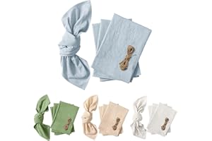 EMBHLITFE 6 servilletas de tela hechas a mano, 100 % algodón y lino, 45 x 45 cm, reutilizables, suaves, cómodas, para bodas, fiestas, cenas, Navidad, uso diario (azul)