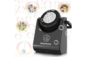 ALIEX Macchina Bolle Sapone Automatica Portatile per Bambini, Feste, Soffiatore per Bolle da 18000+ Bolle al Minuto, Giocattoli Regali per Bambini, All'aperto, Feste e Matrimoni - Nero