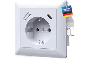 VOLTEVA Steckdose Schnellladegerät USB-C USB-A PD 3.0 QC Helios Standard Klassisch Unterputz Wand kompatibel mit GIRA Jung Merten Busch Jaeger Reinweiß Alpinweiß Smartphone Tablet Power Delivery Quick Charge