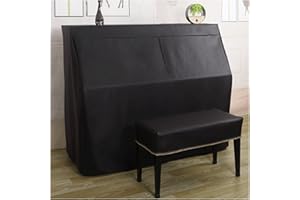 Cutfouwe Vertical Piano Cover-Leather Look Full Piano Cover-Anti-Cat Scratch Waterproof Easy to Clean,schwarz,A