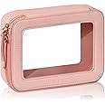 Prite Clear Makeup Bag with Gift Box Waterproof Cosmetic Case Travel Toiletry Bag Car Essentials with Double Zippers (Pink)