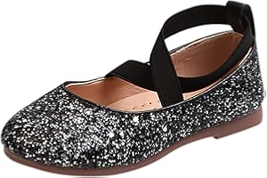 JRFT Kinderschuhe Glitzer Kinder Prinzessinnen Schuhe Weichen Sohlen Mary Jane Kinderschuhe Rutschfest Prinzessin Ballerinas Sparkle Glitter Tanzschuhe Gymnastikschuhe
