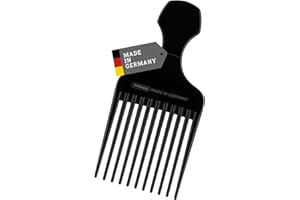 ‎TITANIA TITANIA Afrokamm (Schwarz) | Kamm für Afro Hair | Grobzinkiger Lockenkamm mit Griff | Afro Comb | Styling Haarkamm für Locken | Grober Kamm für Naturlocken | Made in Germany