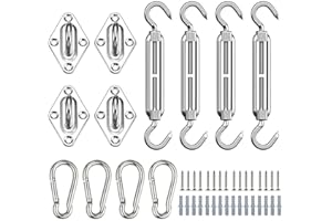 SHIRYLZEE Kit de Fixation pour Voile d'Ombrage, Mousqueton en Acier Inoxydable, Kit Accessoires de Montage Fixation de Matériel pour Auvents Carrés Rectangle et Triangulaires