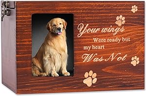 AOTOPYU Urna de Madera, Urna para Cenizas Mascota con Foto, con Ranura para Fotos, Caja de Madera de Recuerdo de Urna para Perro, Gato, Caja para Cenizas Perro, Urnas de Madera