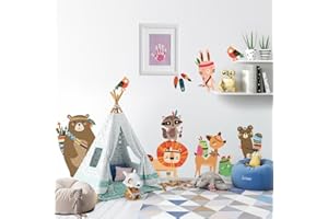 kina - R00431 Adesivi Murali Bambino Ecologici e Anallergici Soffice Effetto Tessuto Riposizionabile Bosco Decorazione Muro Neonato Cameretta Asilo Nido Carta da Parati Adesiva - Misura 120x30 cm