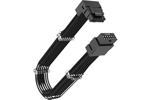 Akasa 90 stopni 12VHPWR Kabel 12+4-pinowy do 12+4-pinowy męski do żeńskiego, 16 AWG, 30 cm (czarny), maksymalnie 600 W, zasilacz ATX 3.0, kompatybilny z RTX 4090 4080 4070Ti 3090Ti Graphics Card,