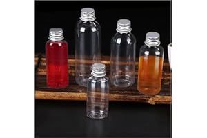 SYJINHUASY 40 ml plastflaskor, minialkoholflaskor med silverskruvlock, återanvändbar såsflaska med tratt, fester och bröllop