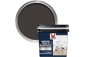 V33 Renovation Multi-Surface Paint - No Undercoat Needed - Over 20 Surfaces - Resistance To Water Stains & Impact - High Coverage - Graphite Black Satin 750ml