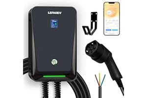 LEFANEV Cargador EV 7kW con APP, Estación de Carga para Coche Eléctrico Tipo 2 32A con Pantalla LCD [ IEC62196-2 | 6m | 6A-32A ], Wallbox IP67 con Cable de Carga de 6M para Todos los Vehículos Eléctricos 7kW