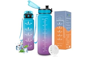 Vikaster Borraccia Sportiva, Borraccia 500ml/1000ml/1500ml, Senza BPA & Prova di Perdite, Bottiglia Acqua Bambini, Bici, Scuola, Palestra, Ufficio, Yoga