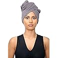 Sapphire Collection Hair Drying Towels, 100% Pure Terry Towel Cotton Soft Hair Towel Wrap Hair Twist Turban Towel Absorbent Hair Cap Head Wrap Spa Towels with Loop & Button for Long Hairs (Grey)