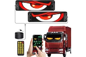 GXPJYCFOB Devil Eyes Light for Trucks and Cars, 2PCS DIY Car Dynamic Smart Colorful Eye Lamp, Programmable Flexible LED Display Sign Soft Screen with App & Remote Control for Store Party Bar Window, 35 * 10cm