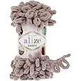 Alize Puffy 100 g Knitting Yarn, 100% Micropolyester, Loop Knitting without Needles, Loop Wool, Super Bulky, Finger Knit, Soft Yarn, Baby Blanket Yarn, (268 Stone Grey)