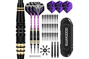 GROOFOO Juego de 3 dardos con punta de plástico de 18 g, para dianas electrónicas, incluye 30 puntas blandas, 3 cañas, 6 juntas tóricas y caja de almacenamiento, accesorios para jugadores de precisión