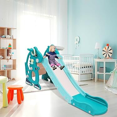 Coil Children's slide, slide, garden slide, free-standing slide, plastic, for children from 18 months (cream-turquoise Coil Children's slide, slide, garden slide, free-standing slide, plastic, for children from 18 months (cream-turquoise