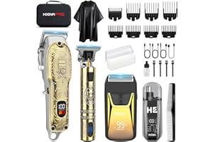 HIENA PRO Maquina de Cortar Pelo Hombre, Inalámbrico Cortapelos, Recortador de Barba, Afeitadora de Láminas, Cortapelos de Nariz, Kit Completo de Afeitado y Corte de Pelo Eléctrico (313 Set)
