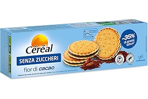 Céréal Biscotti SENZA ZUCCHERI, Fior di Cacao merendine dolci senza zuccheri, 185 g