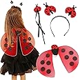 Azonee Girls Ladybug Costume Ladybug Headband Ladybug Wand Fairy Wings Wand Dress Up for Party Supplies Carnival Costume Stage Performance, Birthday Halloween Role Playing Toddler Girl Boys
