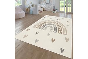 ‎TT HOME TT Home Teppich Kinderzimmer Kinderzimmerteppich Junge Mädchen Kinderteppich Modern Soft, Farbe: Beige, Größe:120x160 cm