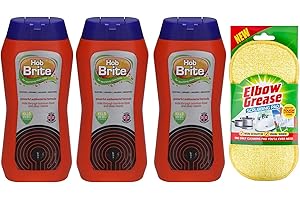TOPEST Hob Brite Hob Cleaner Cream (3X 250 Ml), Original Ceramic, Electric, Halogen and Induction Hob Cleaner with Scrubbing Pad