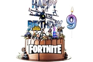 SOANWIND 9th Video Game Happy Birthday Cake Topper, Paper Badge Party Supplies Decoration Supplies for Kids Adults Girls Boys