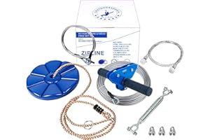 CTSC 29m Zip Wire Kit with 1.8m Stainless Steel Spring Brake and ZipWire Seat For Kids and Adults (blue)