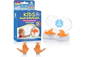 Hearprotek Tappi per Le Orecchie da Nuoto per Bambini, 2 Paia di Tappi Auricolari in Silicone riutilizzabili per nuotatori, Bagno, Doccia e Altri Sport Acquatici (Arancione)
